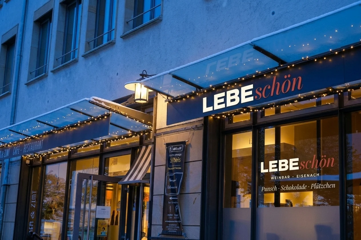 Lebeschön Schaufenster-Vorschau Winter mit Weihnachtsmarkt-Stimmung